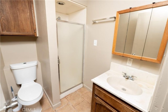 906 E 22nd St, Merced, CA 95340 - full bathroom with vanity, a stall shower, and tile patterned flooring