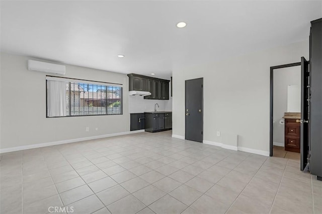 501 W Floral Dr, Monterey Park, CA 91754 - unfurnished living room featuring a wall unit AC, light tile patterned flooring, and recessed lighting