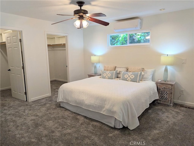 1785 Durham Dayton, Durham, CA 95938 - carpeted bedroom featuring a wall mounted air conditioner, a spacious closet, ceiling fan, and a closet