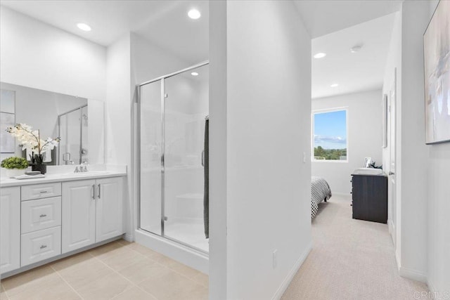314 El Cajon Blvd, El Cajon, CA 92020 - ensuite bathroom with a stall shower, vanity, and recessed lighting