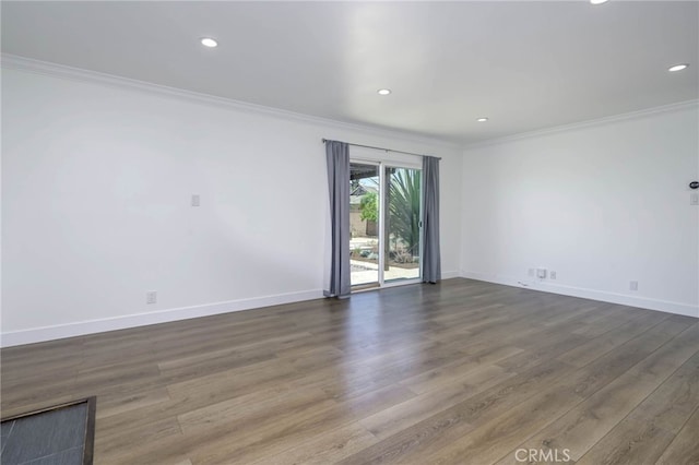 1319 E Monroe Ave, Orange, CA 92867 - unfurnished room featuring crown molding, dark wood finished floors, and recessed lighting