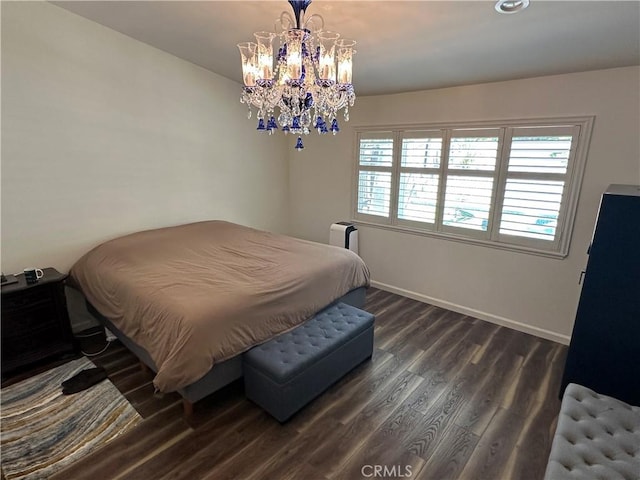 13191 Honeybee St, Moorpark, CA 93021 - bedroom featuring dark wood-style floors and a chandelier