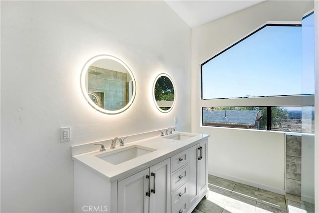 8742 Azul Dr, West Hills, CA 91304 - full bathroom featuring double vanity and tile patterned flooring