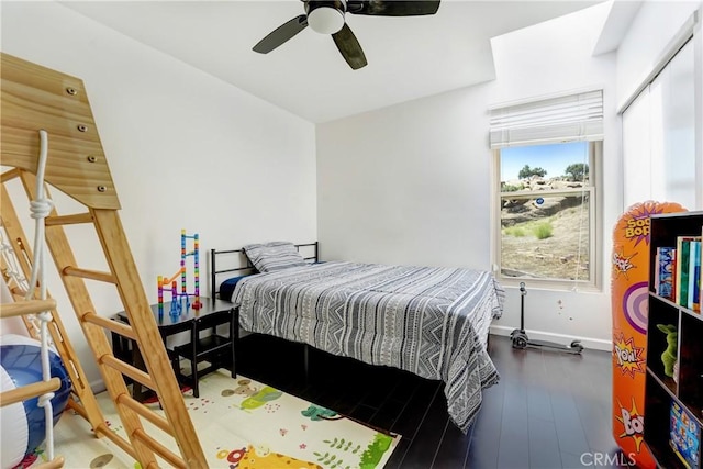 8742 Azul Dr, West Hills, CA 91304 - bedroom with multiple windows, wood finished floors, and ceiling fan