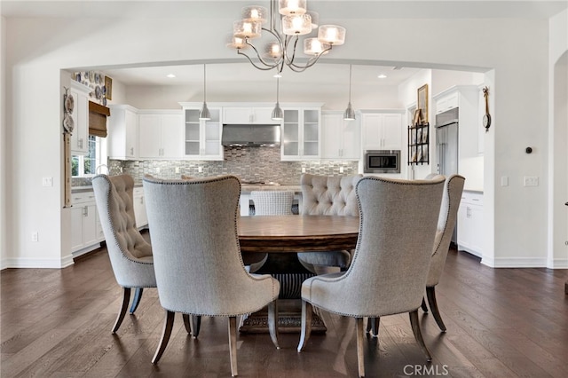 538 Francesca Ln, Glendora, CA 91741 - dining room featuring dark wood-style floors, a chandelier, and recessed lighting