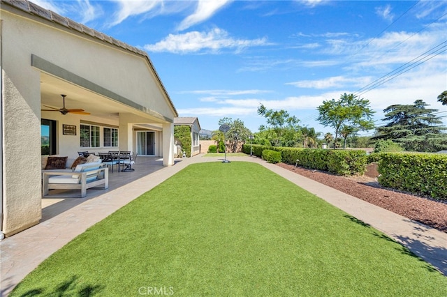 538 Francesca Ln, Glendora, CA 91741 - view of grassy yard with ceiling fan and a patio