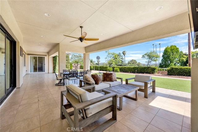538 Francesca Ln, Glendora, CA 91741 - view of patio with outdoor dining space, an outdoor hangout area, and ceiling fan