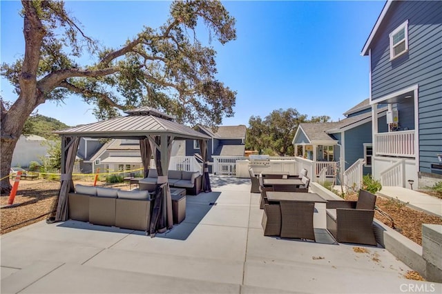 5926 Gran Paseo Way, Atascadero, CA 93422 - view of patio featuring outdoor lounge area, a gazebo, and a residential view