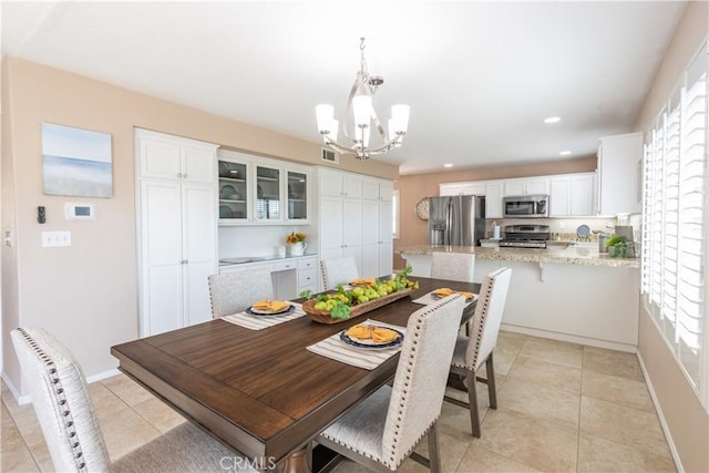 8674 Paseo De Vaca, Atascadero, CA 93422 - dining area featuring a chandelier, recessed lighting, and light tile patterned flooring