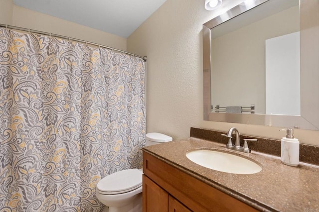 2005 Countrywood Ct, Encinitas, CA 92024 - bathroom featuring vanity, a textured wall, and a shower with shower curtain