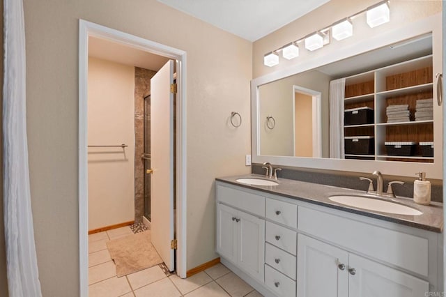 2005 Countrywood Ct, Encinitas, CA 92024 - bathroom featuring double vanity, tile patterned floors, and a shower