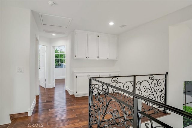 19900 Mariposa Creek Way, Porter Ranch, CA 91326 - hallway featuring dark wood-style flooring and recessed lighting