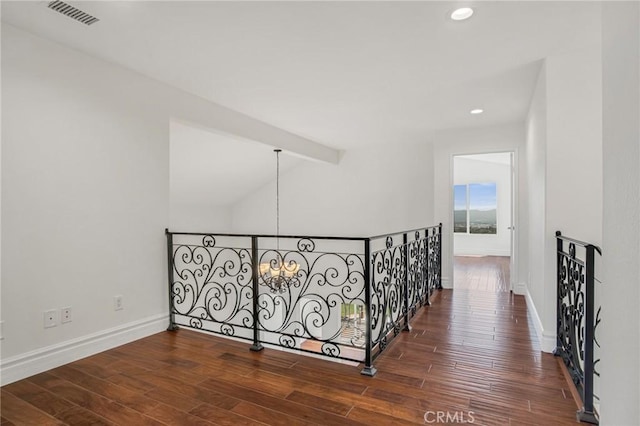 19900 Mariposa Creek Way, Porter Ranch, CA 91326 - hallway featuring an upstairs landing, wood finished floors, and recessed lighting