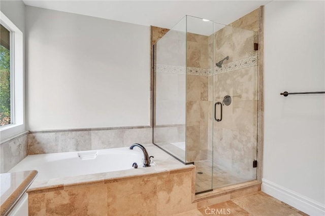 19900 Mariposa Creek Way, Porter Ranch, CA 91326 - bathroom featuring a bath, plenty of natural light, a stall shower, and vanity