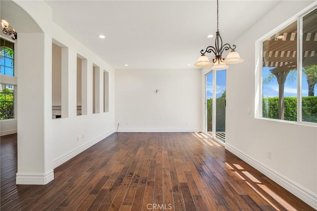 19900 Mariposa Creek Way, Porter Ranch, CA 91326 - empty room featuring a chandelier, wood finished floors, and recessed lighting