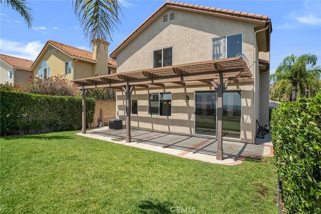 19900 Mariposa Creek Way, Porter Ranch, CA 91326 - rear view of house featuring a pergola, stucco siding, and a patio area