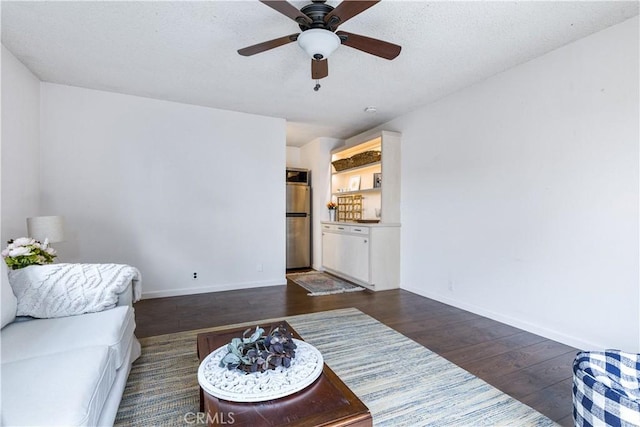 1595 15th St, Los Osos, CA 93402 - living area with dark wood-style floors and ceiling fan