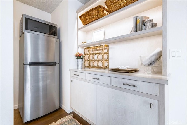 1595 15th St, Los Osos, CA 93402 - bar area featuring freestanding refrigerator and dark wood-style floors