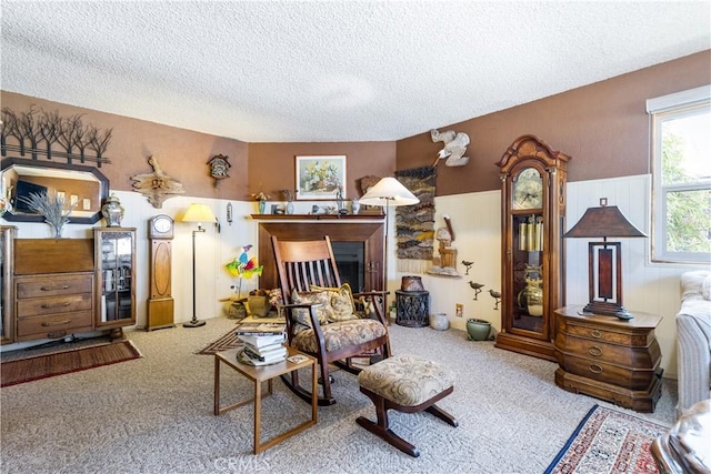 1595 15th St, Los Osos, CA 93402 - living area featuring a textured ceiling and carpet floors