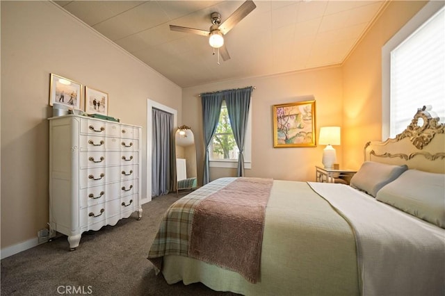 1711 Shasta St, Anderson, CA 96007 - carpeted bedroom with crown molding, ceiling fan, and a closet