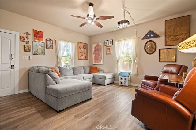 1711 Shasta St, Anderson, CA 96007 - living area featuring a ceiling fan, plenty of natural light, and light wood-type flooring