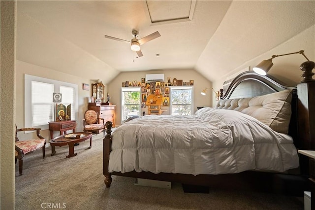1711 Shasta St, Anderson, CA 96007 - carpeted bedroom with vaulted ceiling and a ceiling fan