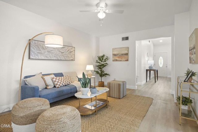 5217 Hillridge Dr, Camarillo, CA 93012 - living area featuring wood finished floors and ceiling fan