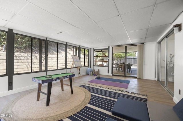 5217 Hillridge Dr, Camarillo, CA 93012 - recreation room with wood finished floors and a paneled ceiling