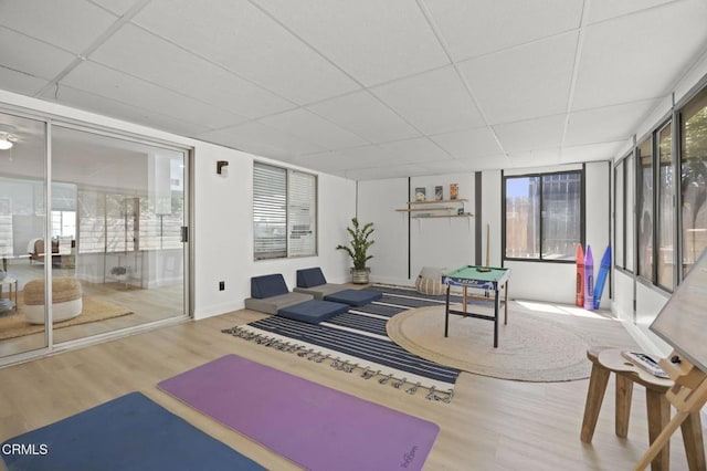 5217 Hillridge Dr, Camarillo, CA 93012 - exercise area featuring wood finished floors and a paneled ceiling