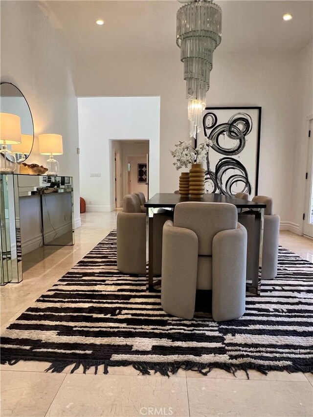 16815 Bajio Rd, Encino, CA 91436 - dining area with a chandelier and recessed lighting
