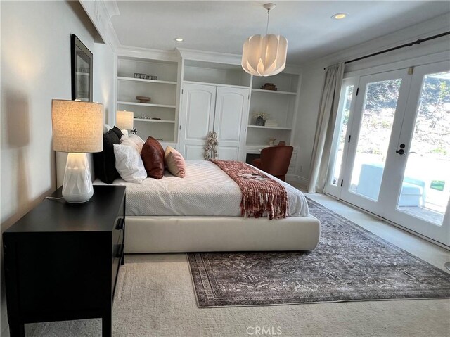 16815 Bajio Rd, Encino, CA 91436 - bedroom with access to exterior, french doors, a closet, and recessed lighting