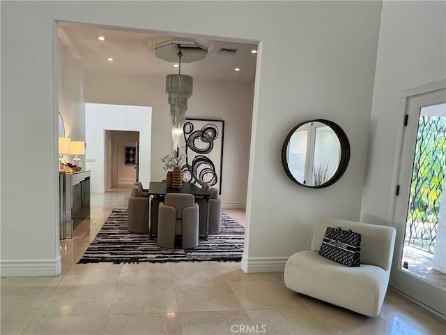 16815 Bajio Rd, Encino, CA 91436 - living area featuring recessed lighting and light tile patterned floors