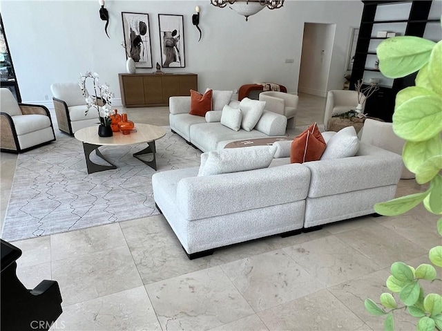 16815 Bajio Rd, Encino, CA 91436 - living room featuring marble look tiles