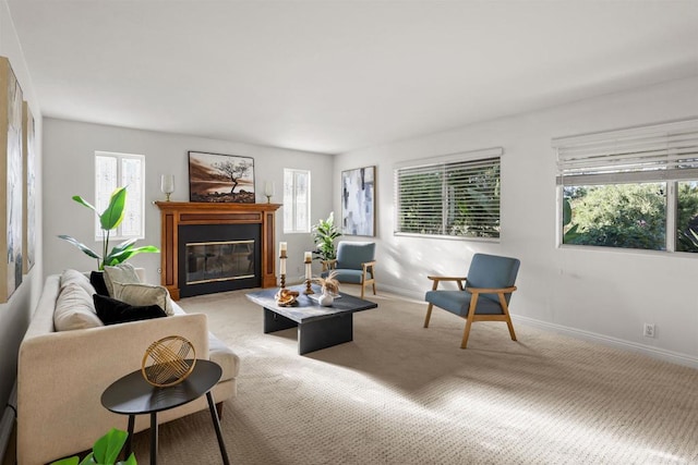 15696 Oakstand Rd, Poway, CA 92064 - living area featuring a glass covered fireplace and light carpet