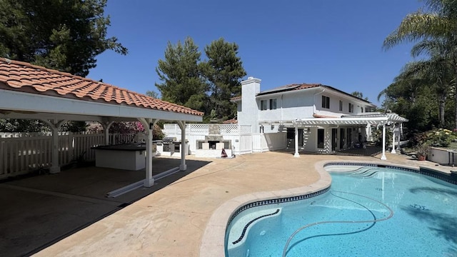15696 Oakstand Rd, Poway, CA 92064 - view of swimming pool featuring a pergola, a patio, a gazebo, and a grill