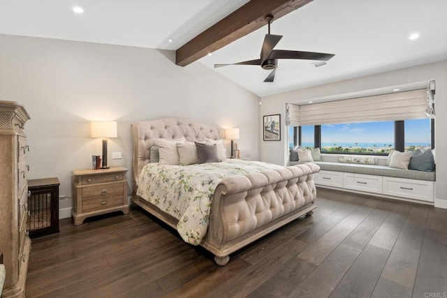 7133 Linden, Carlsbad, CA 92011 - bedroom with recessed lighting, dark wood-type flooring, and a ceiling fan
