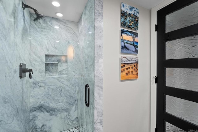 7133 Linden, Carlsbad, CA 92011 - full bath with a marble finish shower