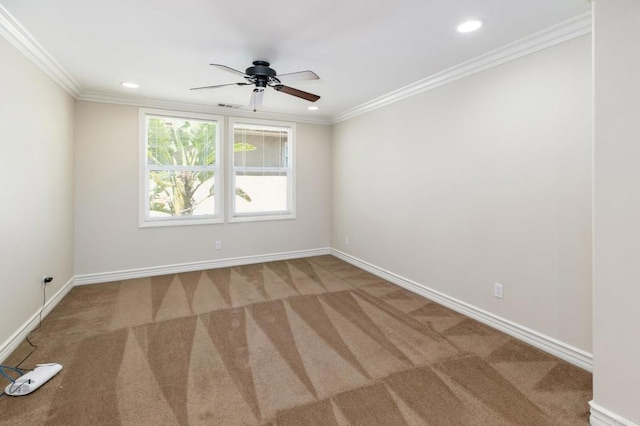 33740 Sattui St, Temecula, CA 92592 - carpeted spare room featuring a ceiling fan, recessed lighting, and ornamental molding