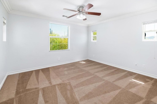 33740 Sattui St, Temecula, CA 92592 - carpeted spare room featuring crown molding and ceiling fan