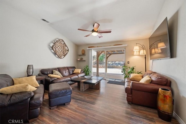 935 Running Stag Way, Paso Robles, CA 93446 - living room with wood finished floors, ceiling fan, and lofted ceiling