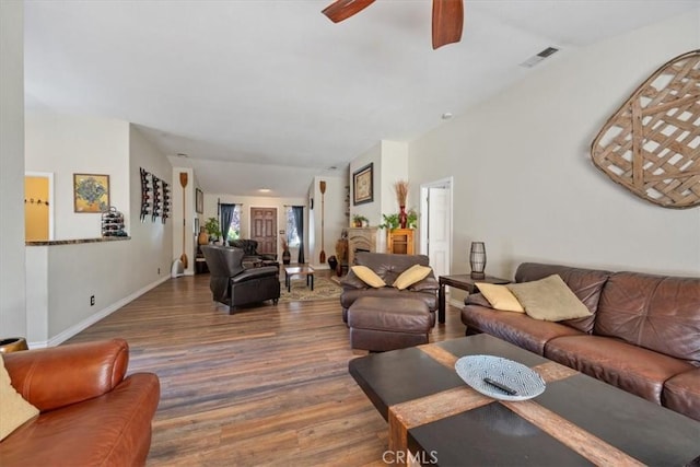 935 Running Stag Way, Paso Robles, CA 93446 - living room featuring wood finished floors and ceiling fan