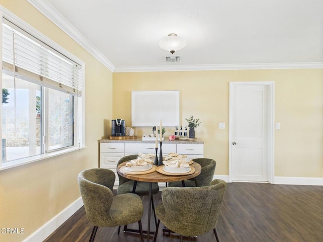 2025 N Chouteau St, Orange, CA 92865 - dining area featuring crown molding and dark wood-style flooring