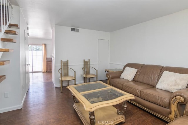 16755 Parthenia St Unit 5, Northridge, CA 91343 - living room with dark wood-style floors and stairway