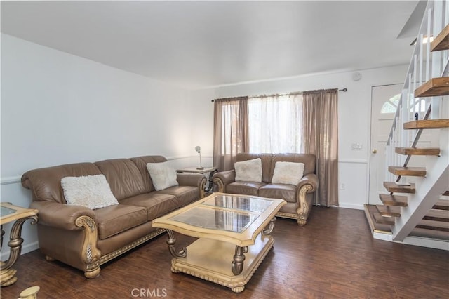 16755 Parthenia St Unit 5, Northridge, CA 91343 - living area featuring healthy amount of natural light, wood finished floors, and stairway