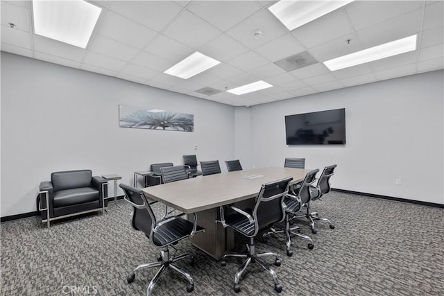 1100 Wilshire Blvd Unit 1707, Los Angeles, CA 90017 - carpeted home office with a paneled ceiling