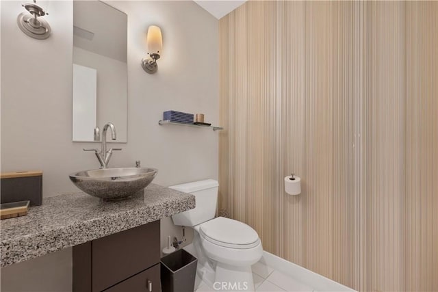 1100 Wilshire Blvd Unit 1707, Los Angeles, CA 90017 - bathroom with vanity and tile patterned floors