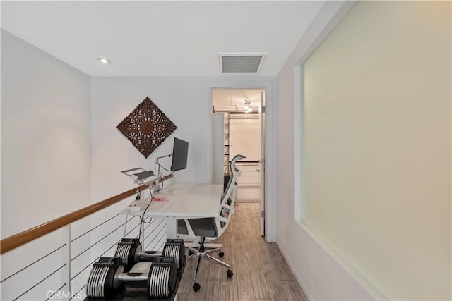 1100 Wilshire Blvd Unit 1707, Los Angeles, CA 90017 - office area featuring light wood-type flooring and recessed lighting
