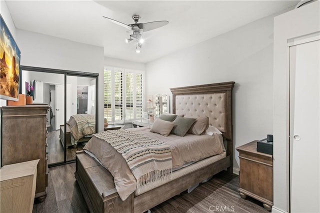 5722 E Stillwater Ave Unit 104, Orange, CA 92869 - bedroom featuring wood finished floors and a ceiling fan