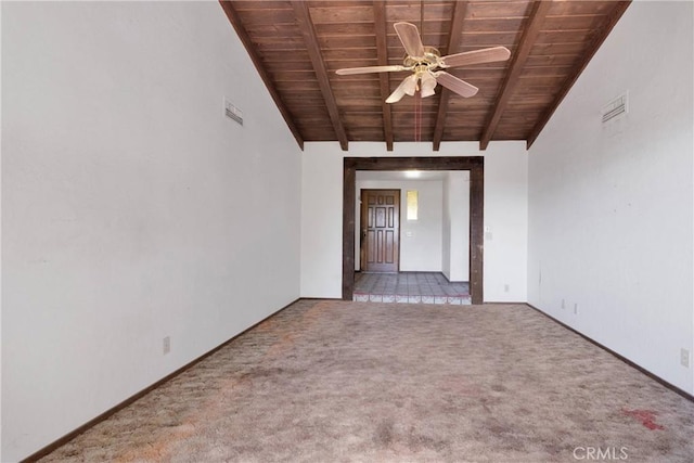 19215 Hupa Rd, Apple Valley, CA 92307 - unfurnished room with wooden ceiling, carpet, and a ceiling fan