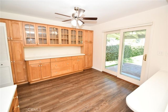 23814 Walnut St, Torrance, CA 90501 - unfurnished dining area featuring dark wood-style floors and a ceiling fan